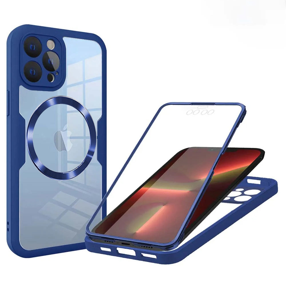 Coque MagSafe pour Apple iPhone 13 Pro, Techsuit, ColorVerse 360, Bleue