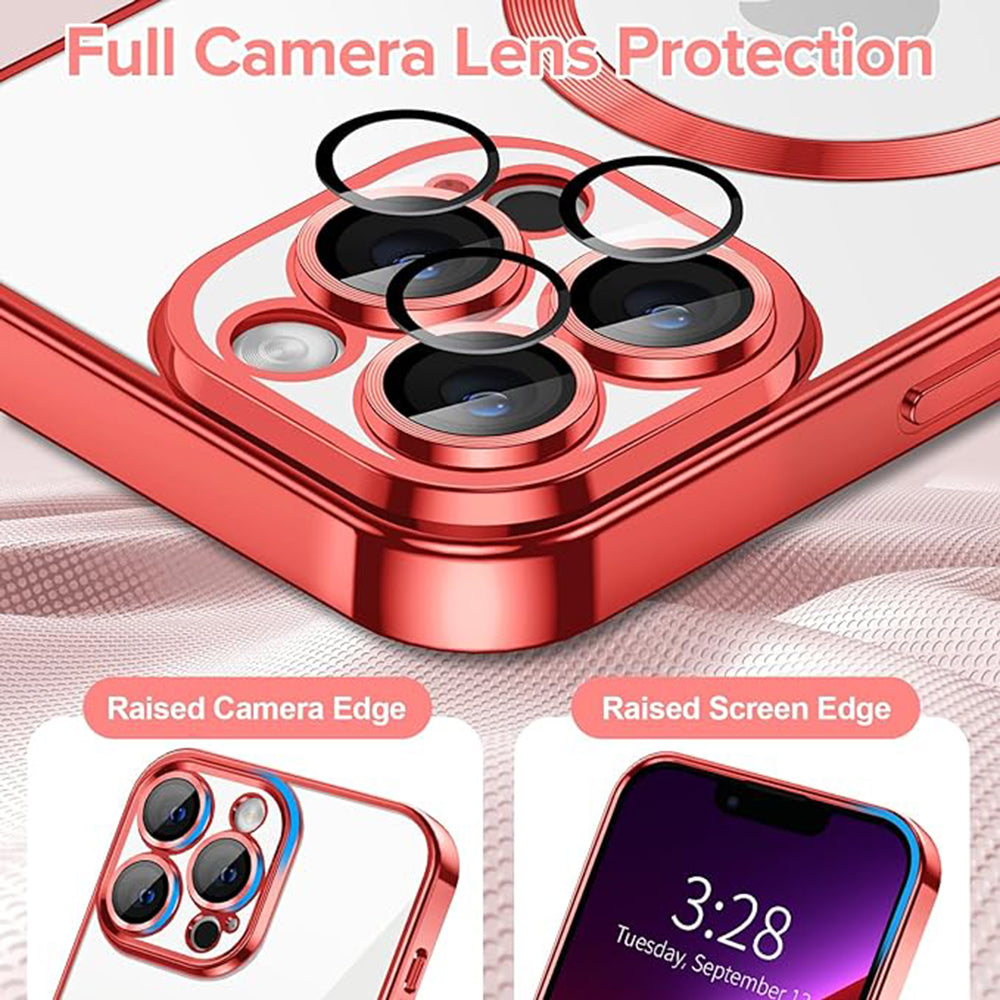 Custodia MagSafe per Apple iPhone 13 Pro, Techsuit, Luxury Crystal, Rossa