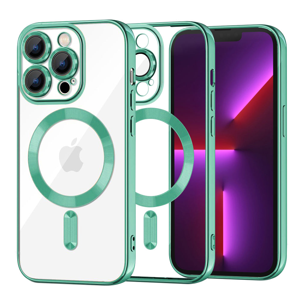 Coque MagSafe pour Apple iPhone 13 Pro, Techsuit, Luxury Crystal, Vert Clair