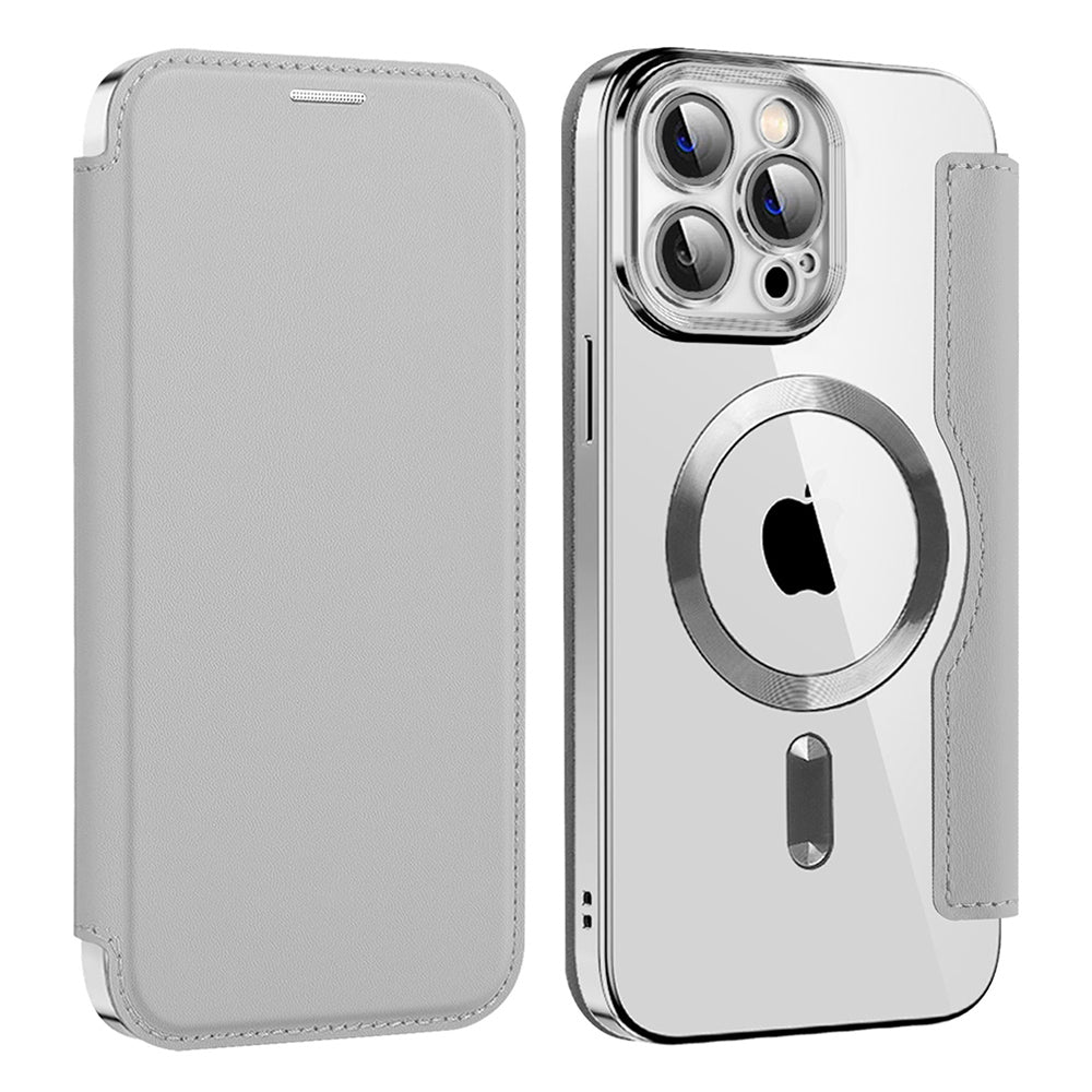 Coque MagSafe pour Apple iPhone 13 Pro, Techsuit, SmartMag Book, Gris