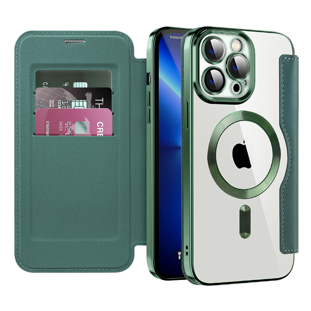 Coque MagSafe pour Apple iPhone 13 Pro, Techsuit, SmartMag Book, Vert