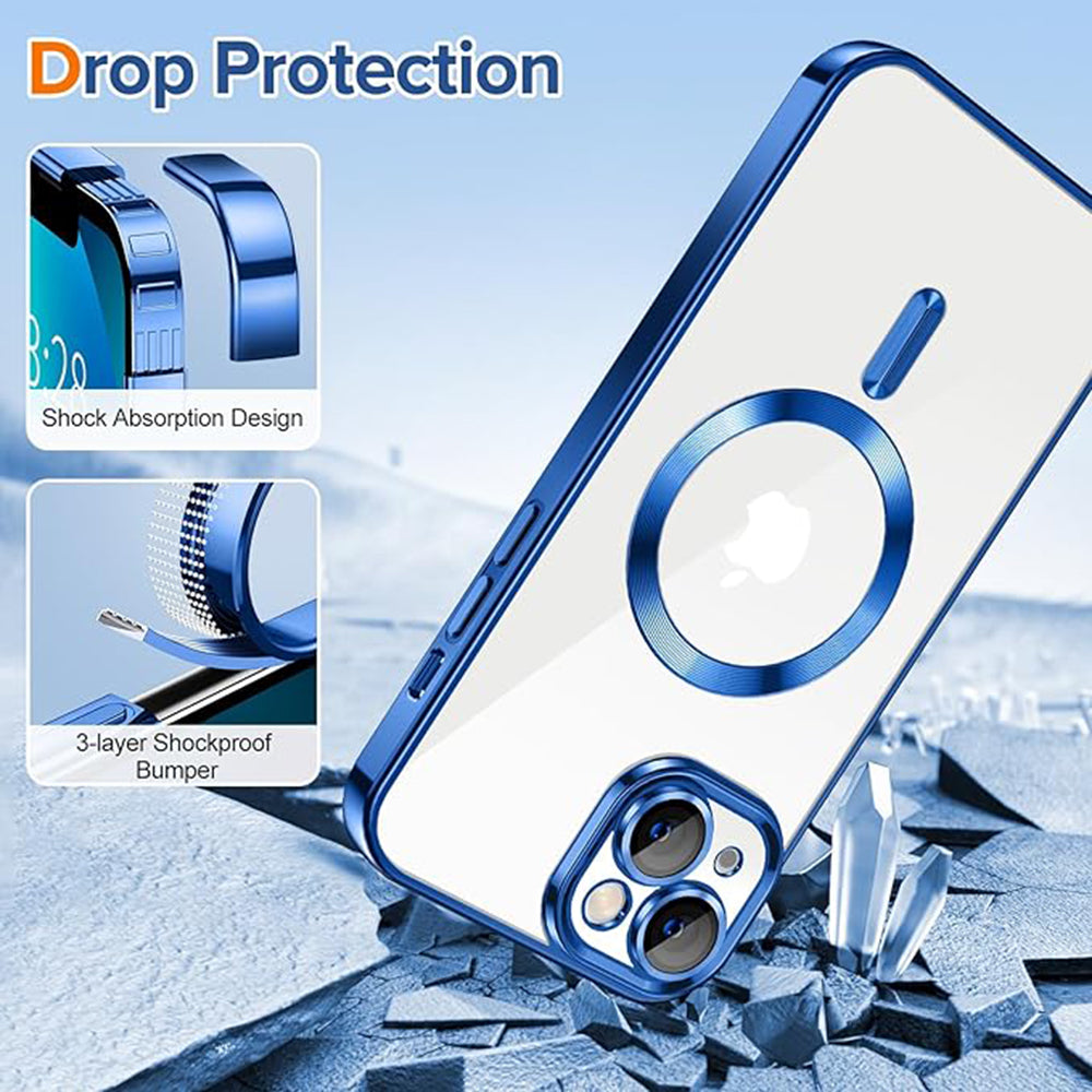 Custodia MagSafe per Apple iPhone 13, Techsuit, Luxury Crystal, Blu Scuro