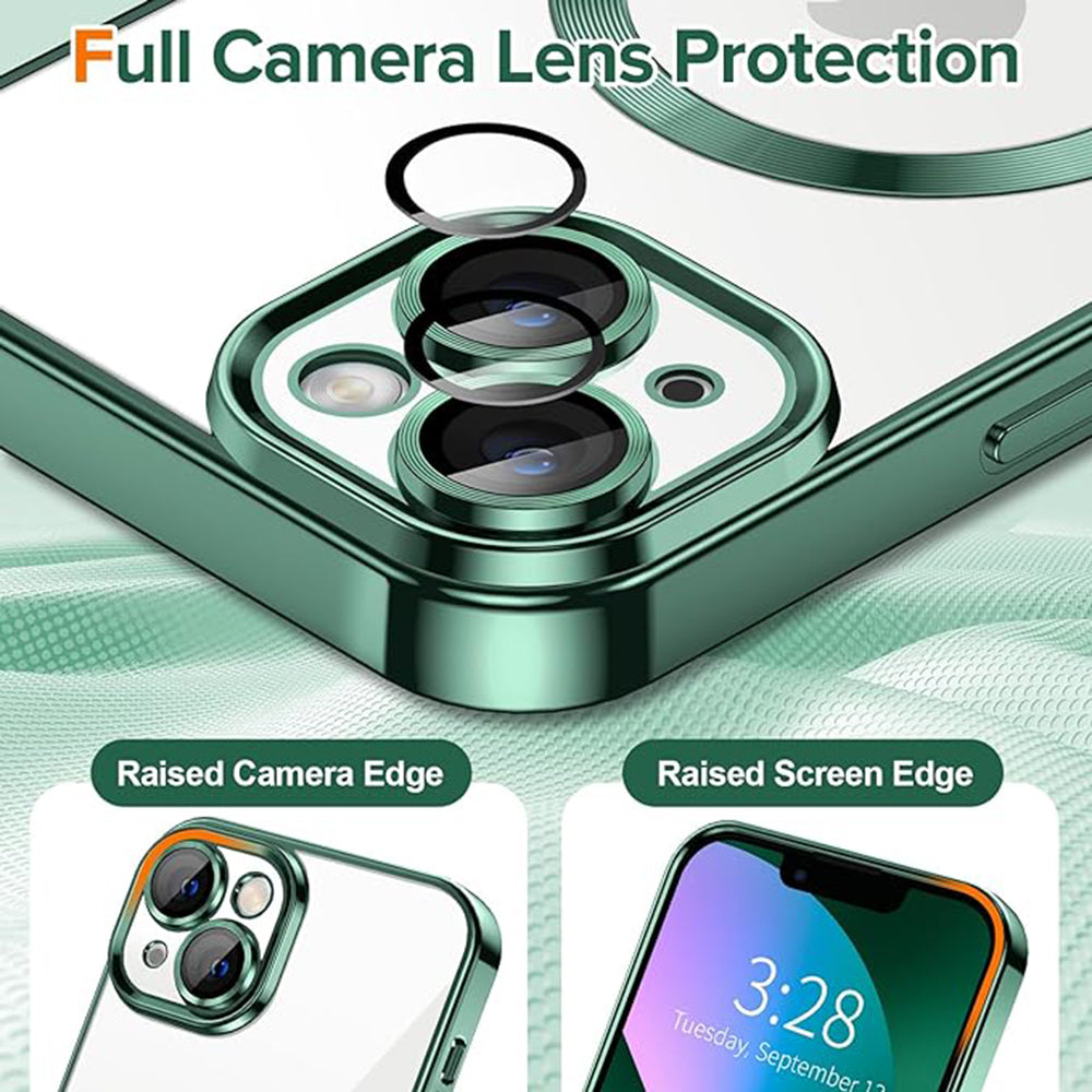 Coque MagSafe pour Apple iPhone 13, Techsuit, Luxury Crystal, Vert Foncé