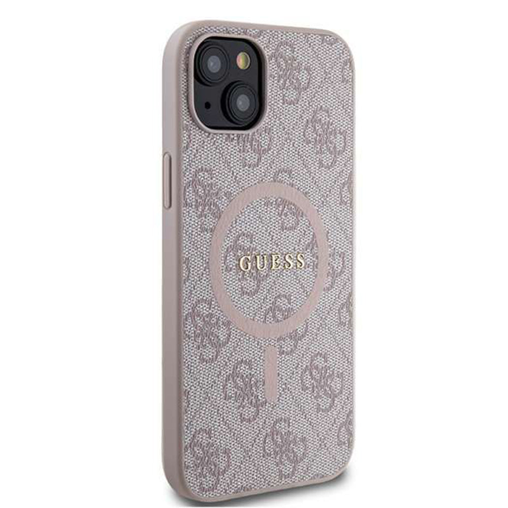 Custodia MagSafe per Apple iPhone 14, Guess, 4G Ring Classic Logo, Rosa