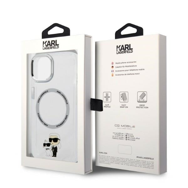 Custodia MagSafe per Apple iPhone 14 Plus, Karl Lagerfeld, Ikonik Karl & Choupette, Trasparente