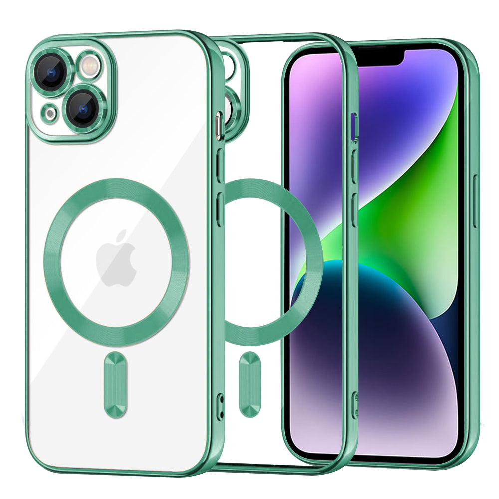 Custodia MagSafe per Apple iPhone 14 Plus, Techsuit, Luxury Crystal, Verde Chiaro