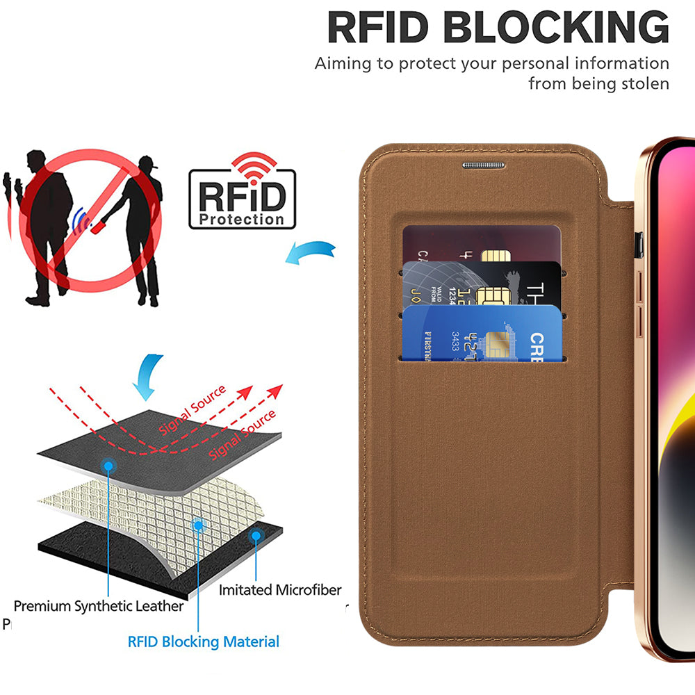 Coque MagSafe pour Apple iPhone 14 Plus, Techsuit, SmartMag Book, Marron