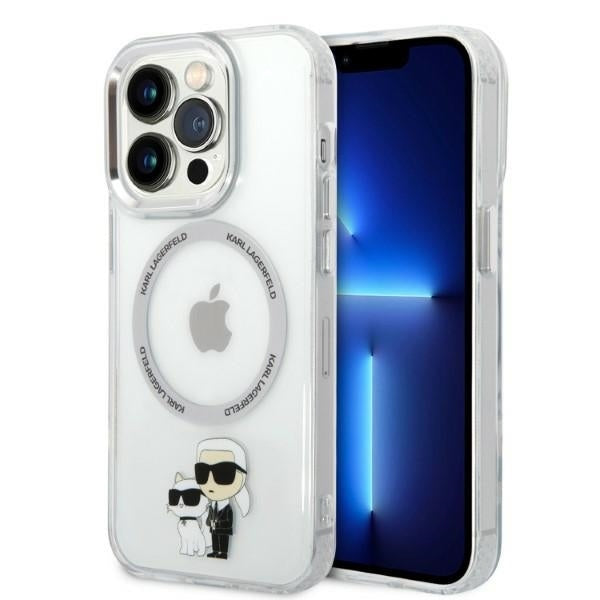MagSafe Hülle für Apple iPhone 14 Pro, Karl Lagerfeld, Ikonik Karl & Choupette, Transparent