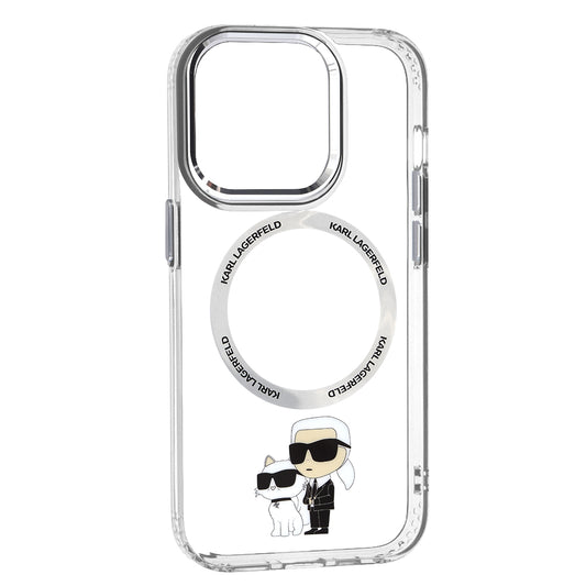 MagSafe Case for Apple iPhone 14 Pro, Karl Lagerfeld, Ikonik Karl & Choupette, Transparent