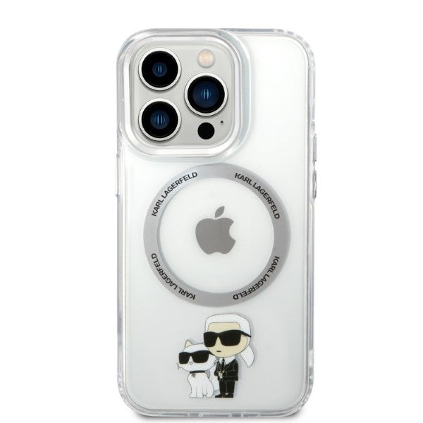 MagSafe Hülle für Apple iPhone 14 Pro, Karl Lagerfeld, Ikonik Karl & Choupette, Transparent