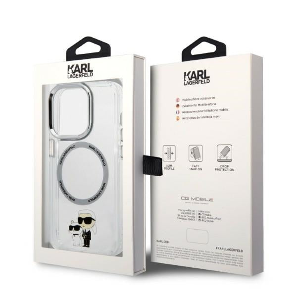 MagSafe Hülle für Apple iPhone 14 Pro, Karl Lagerfeld, Ikonik Karl & Choupette, Transparent