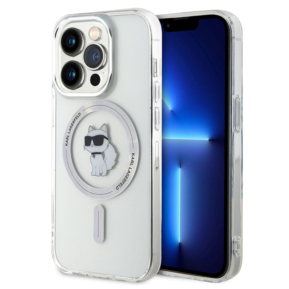 Coque MagSafe pour Apple iPhone 14 Pro, Karl Lagerfeld, IML Choupette, Transparente