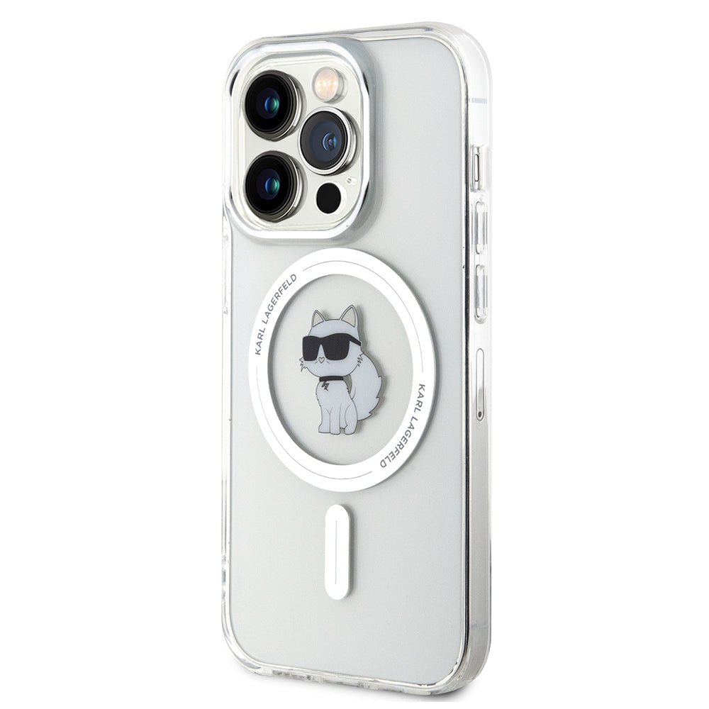 Coque MagSafe pour Apple iPhone 14 Pro, Karl Lagerfeld, IML Choupette, Transparente