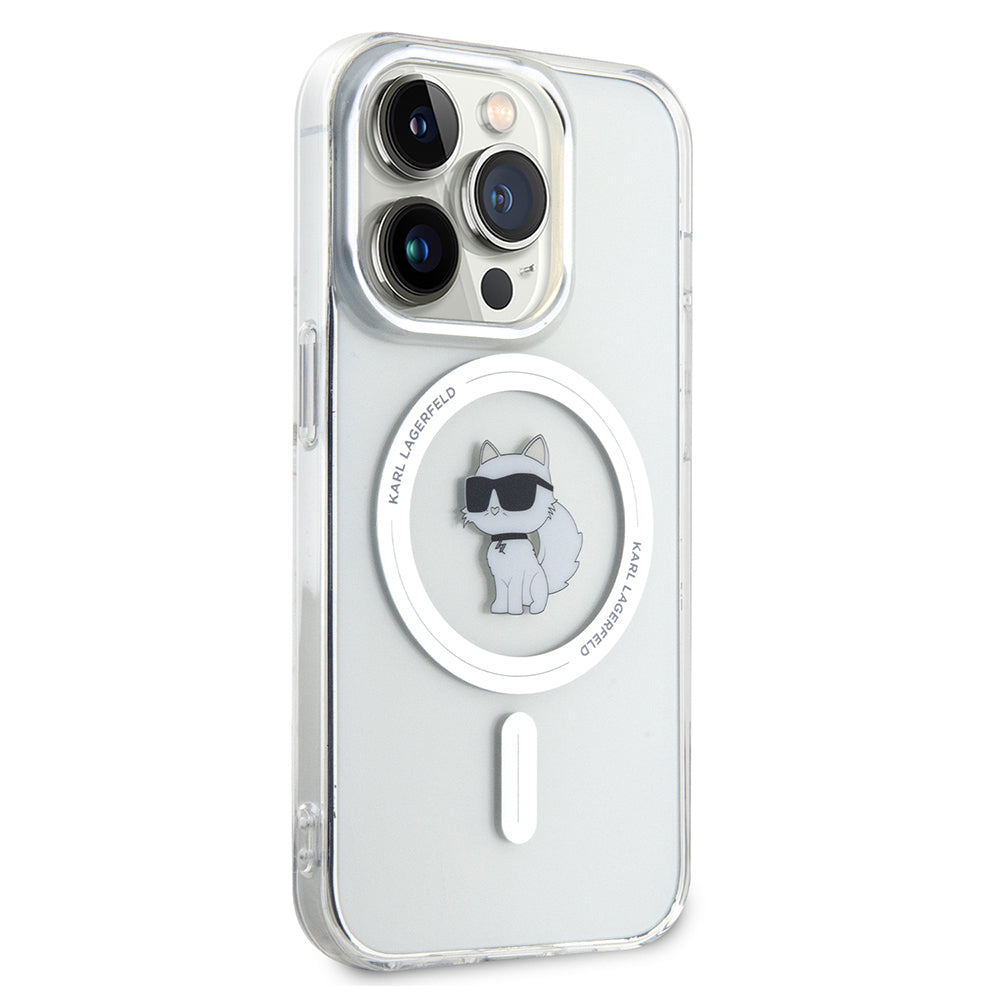 Coque MagSafe pour Apple iPhone 14 Pro, Karl Lagerfeld, IML Choupette, Transparente