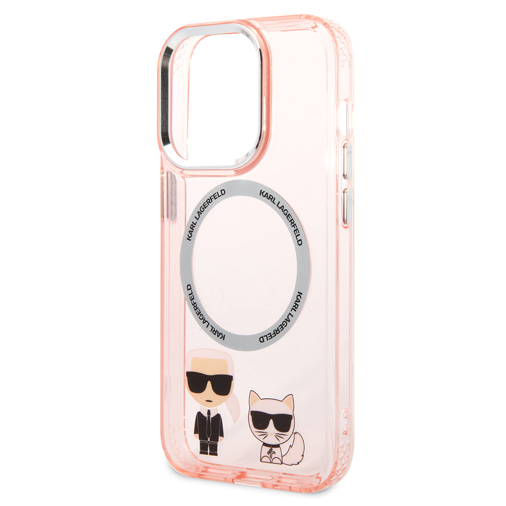 MagSafe Hülle für Apple iPhone 14 Pro, Karl Lagerfeld, Karl & Choupette Aluminium, Rosa
