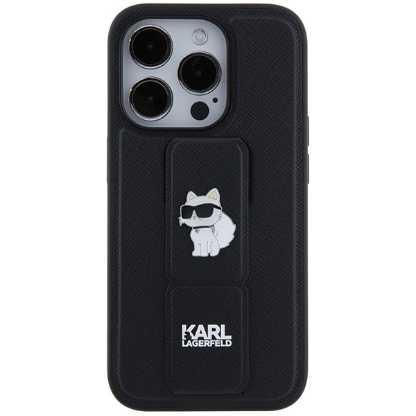 Custodia MagSafe per Apple iPhone 14 Pro, Karl Lagerfeld, Saffiano Gripstand Choupette, Nera