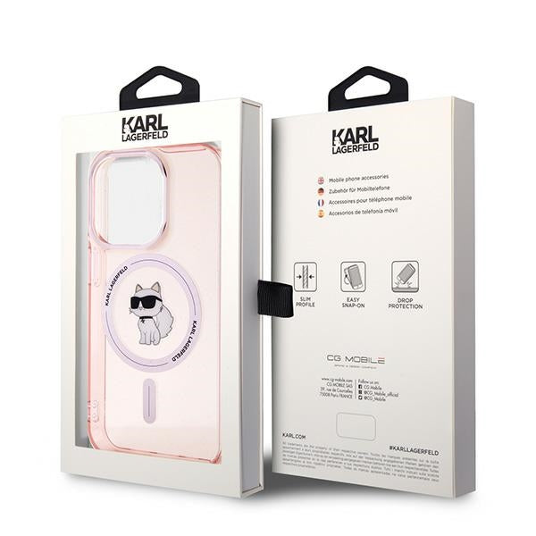 Étui MagSafe pour Apple iPhone 14 Pro Max, Karl Lagerfeld, IML Choupette, Rose