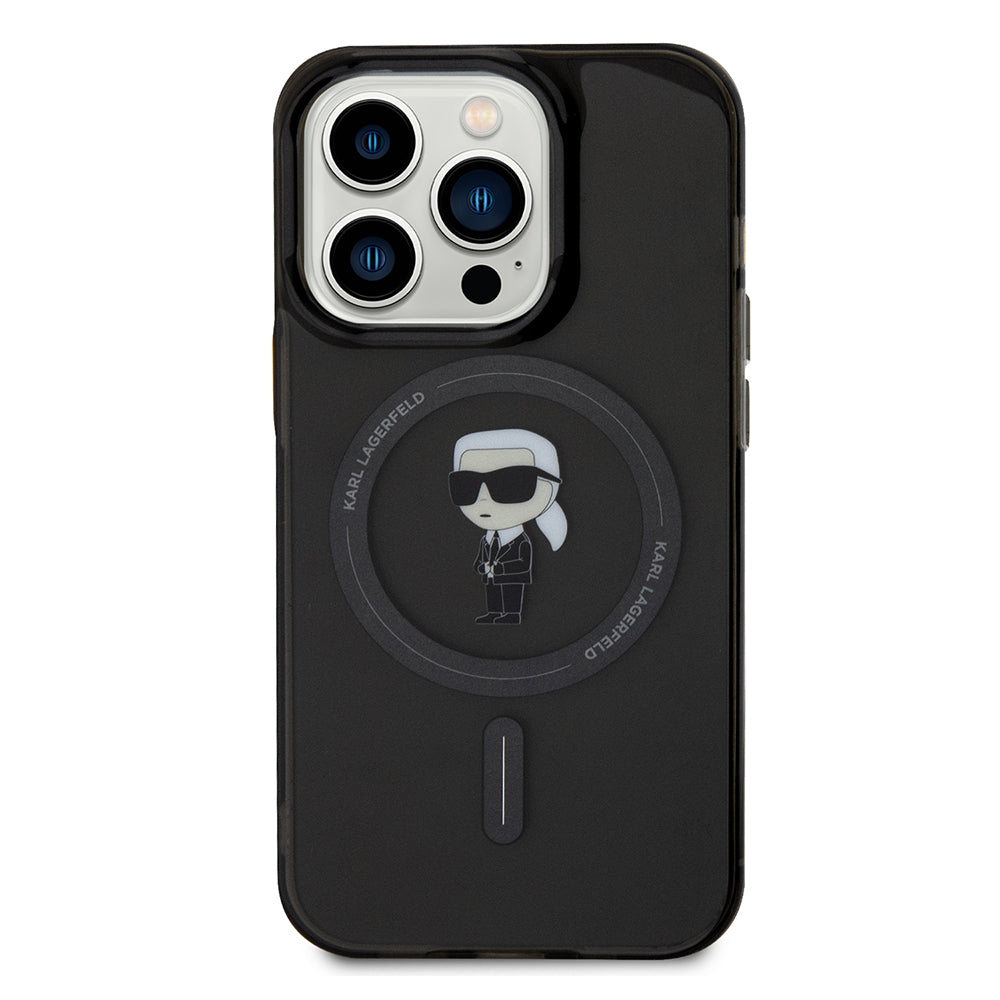 Custodia MagSafe per Apple iPhone 14 Pro Max, Karl Lagerfeld, IML Ikonik Karl, Nera