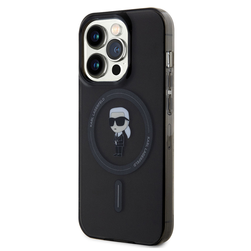 Custodia MagSafe per Apple iPhone 14 Pro Max, Karl Lagerfeld, IML Ikonik Karl, Nera