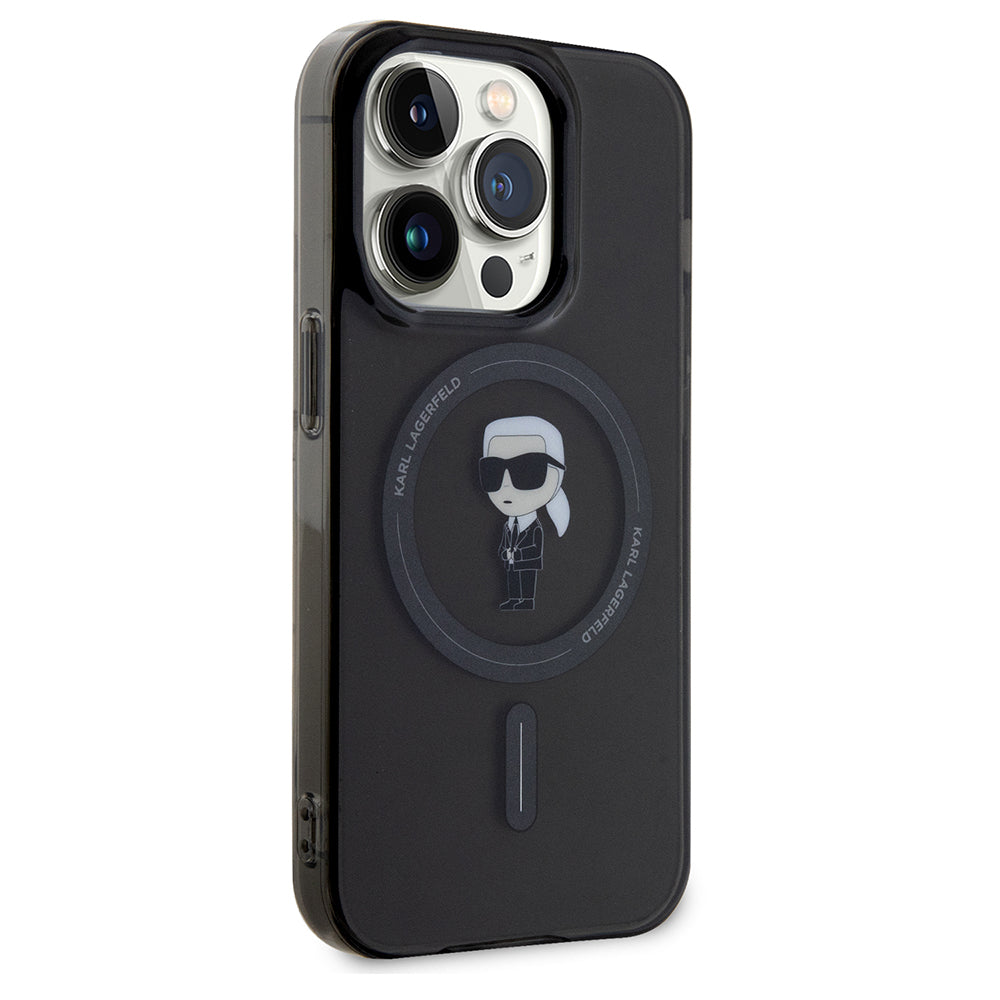 Custodia MagSafe per Apple iPhone 14 Pro Max, Karl Lagerfeld, IML Ikonik Karl, Nera