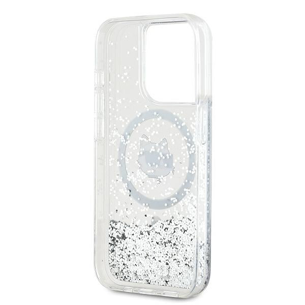 Custodia MagSafe per Apple iPhone 14 Pro Max, Karl Lagerfeld, Liquid Glitter Choupette's Head, Trasparente