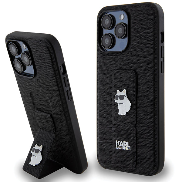Custodia MagSafe per Apple iPhone 14 Pro Max, Karl Lagerfeld, Saffiano Gripstand Choupette, Nera
