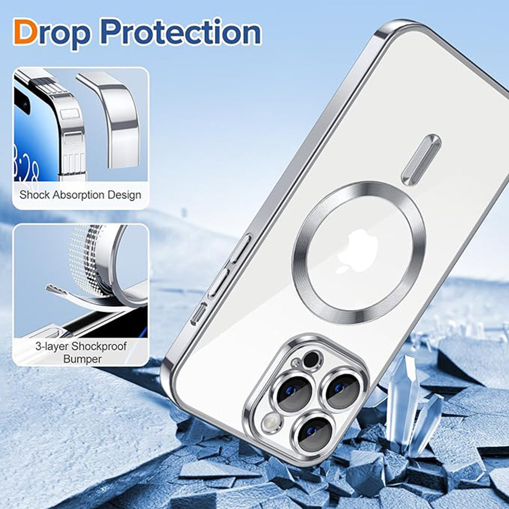 Custodia MagSafe per Apple iPhone 14 Pro Max, Techsuit, Luxury Crystal, Argento