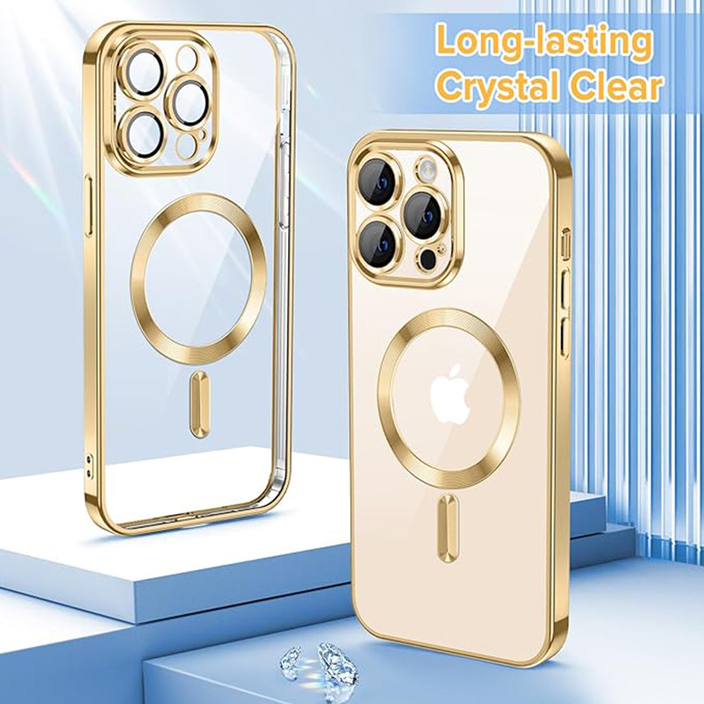 Custodia MagSafe per Apple iPhone 14 Pro Max, Techsuit, Luxury Crystal, Dorata