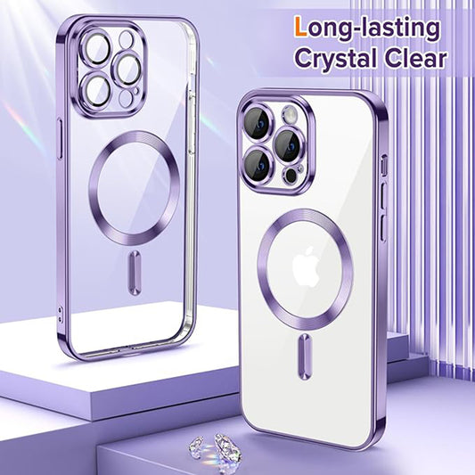 MagSafe-Hülle für Apple iPhone 14 Pro Max, Techsuit, Luxury Crystal, Hellviolett