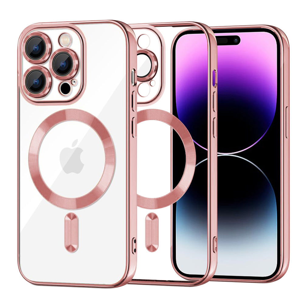Custodia MagSafe per Apple iPhone 14 Pro Max, Techsuit, Luxury Crystal, Rosa
