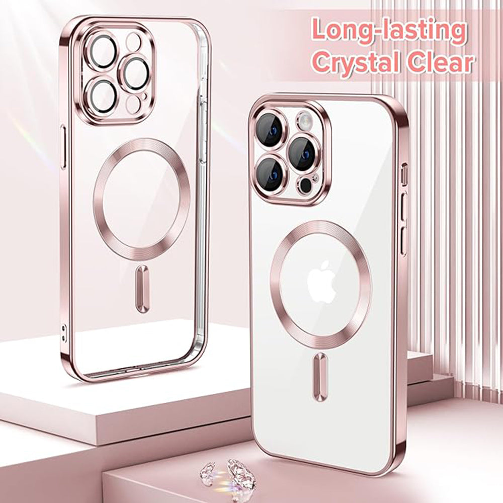 Custodia MagSafe per Apple iPhone 14 Pro Max, Techsuit, Luxury Crystal, Rosa