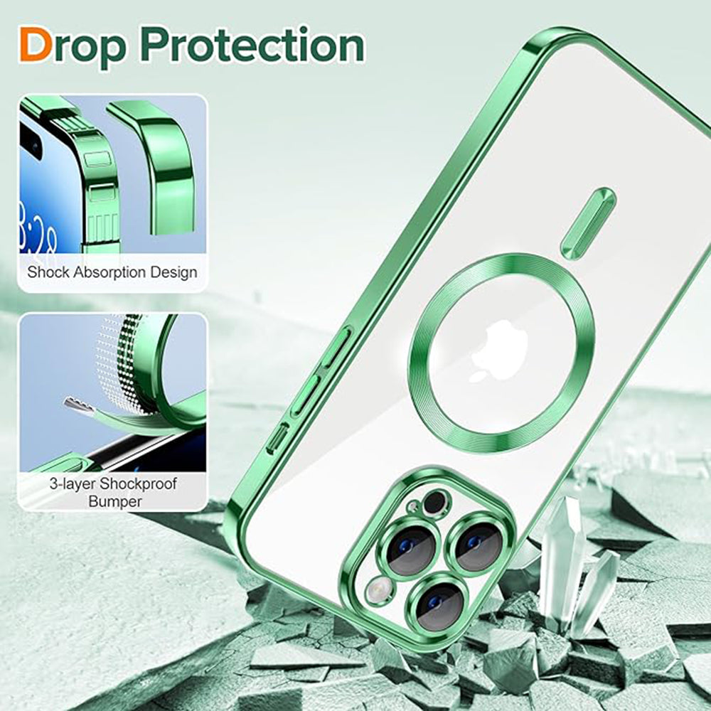 Custodia MagSafe per Apple iPhone 14 Pro Max, Techsuit, Luxury Crystal, Verde Chiaro