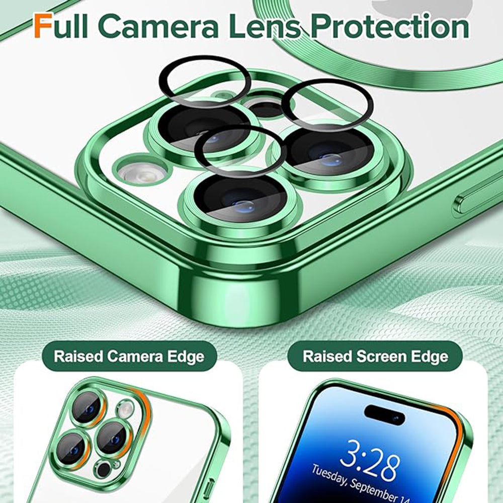 Custodia MagSafe per Apple iPhone 14 Pro Max, Techsuit, Luxury Crystal, Verde Chiaro