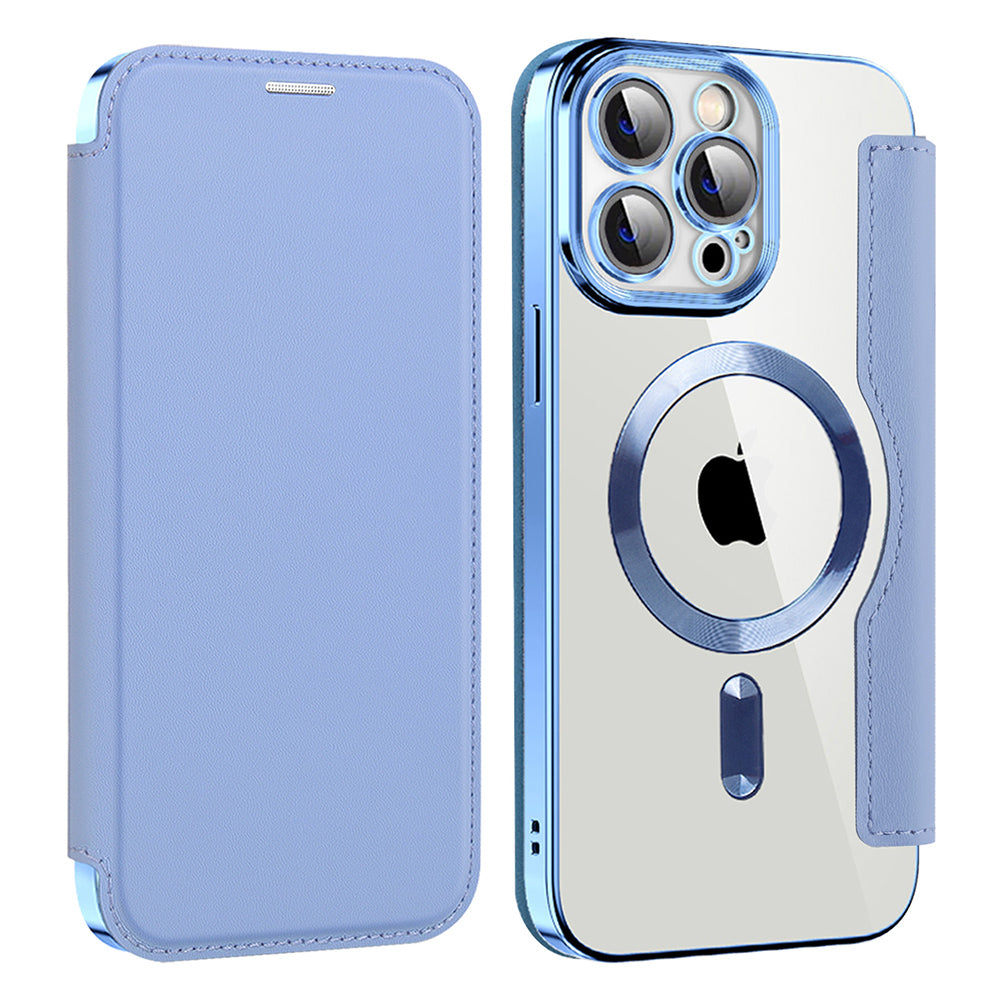 Custodia MagSafe per Apple iPhone 14 Pro Max, Techsuit, SmartMag Book, Blu