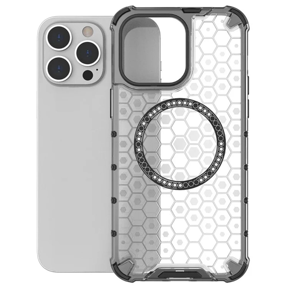 Custodia MagSafe per Apple iPhone 14 Pro, Techsuit, HoneyComb Shield, Nera