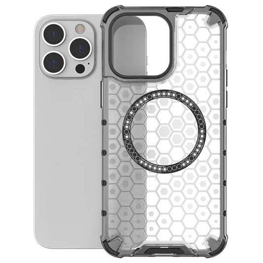 MagSafe-Hülle für Apple iPhone 14 Pro, Techsuit, HoneyComb Shield, Schwarz