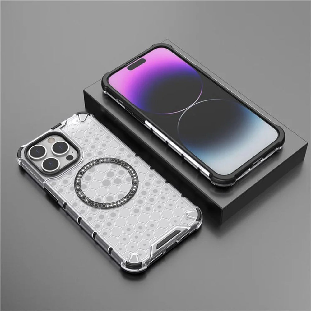 Custodia MagSafe per Apple iPhone 14 Pro, Techsuit, HoneyComb Shield, Nera