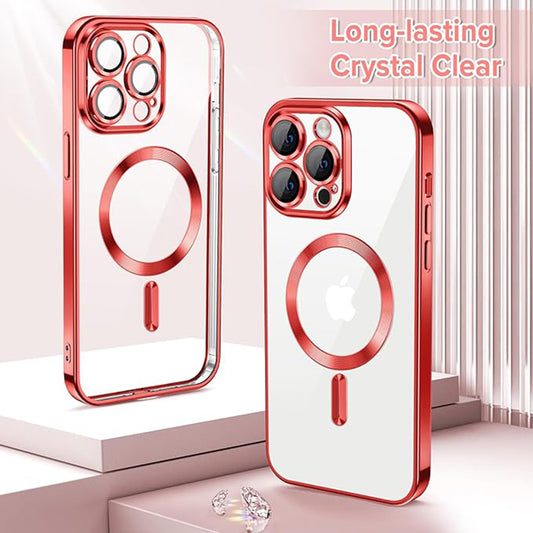 MagSafe-Hülle für Apple iPhone 14 Pro, Techsuit, Luxury Crystal, Rot