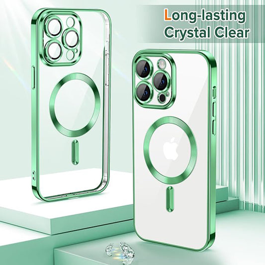 MagSafe-Hülle für Apple iPhone 14 Pro, Techsuit, Luxury Crystal, Hellgrün