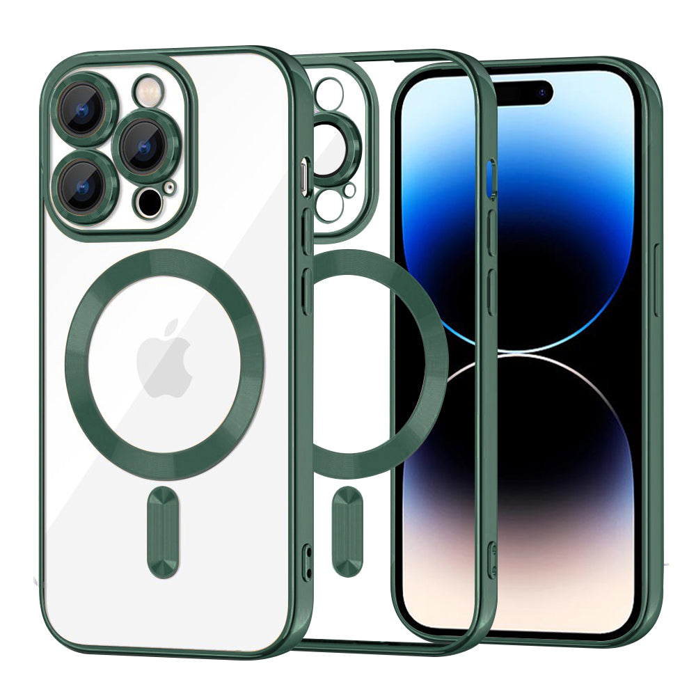Custodia MagSafe per Apple iPhone 14 Pro, Techsuit, Luxury Crystal, Verde Scuro