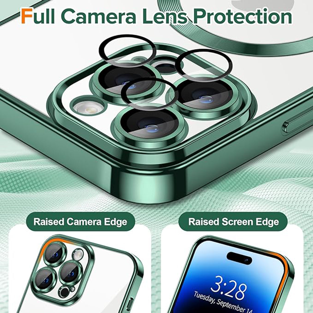 Custodia MagSafe per Apple iPhone 14 Pro, Techsuit, Luxury Crystal, Verde Scuro