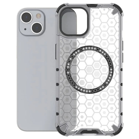 Custodia MagSafe per Apple iPhone 14, Techsuit, HoneyComb Shield, Bianca