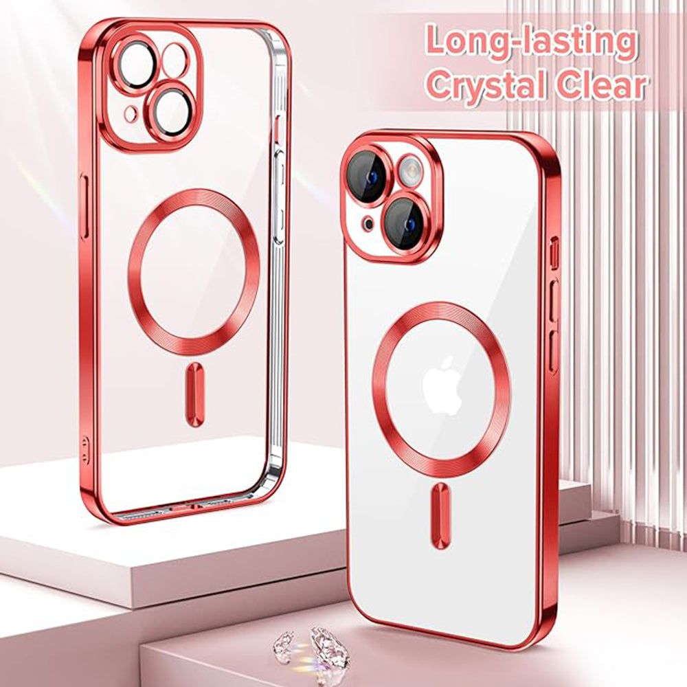 Custodia MagSafe per Apple iPhone 14, Techsuit, Luxury Crystal, Rossa