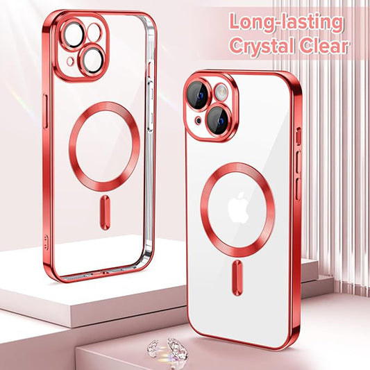 Custodia MagSafe per Apple iPhone 14, Techsuit, Luxury Crystal, Rossa