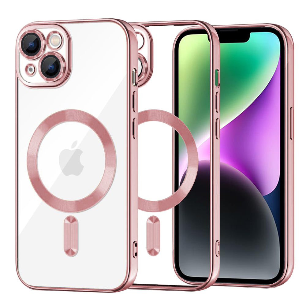 Custodia MagSafe per Apple iPhone 14, Techsuit, Luxury Crystal, Rosa