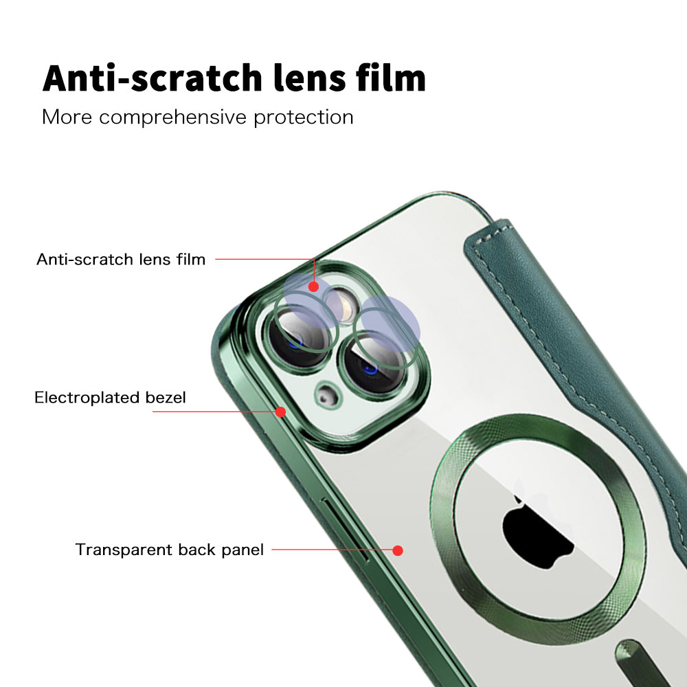 Custodia MagSafe per Apple iPhone 14, Techsuit, SmartMag Book, Verde