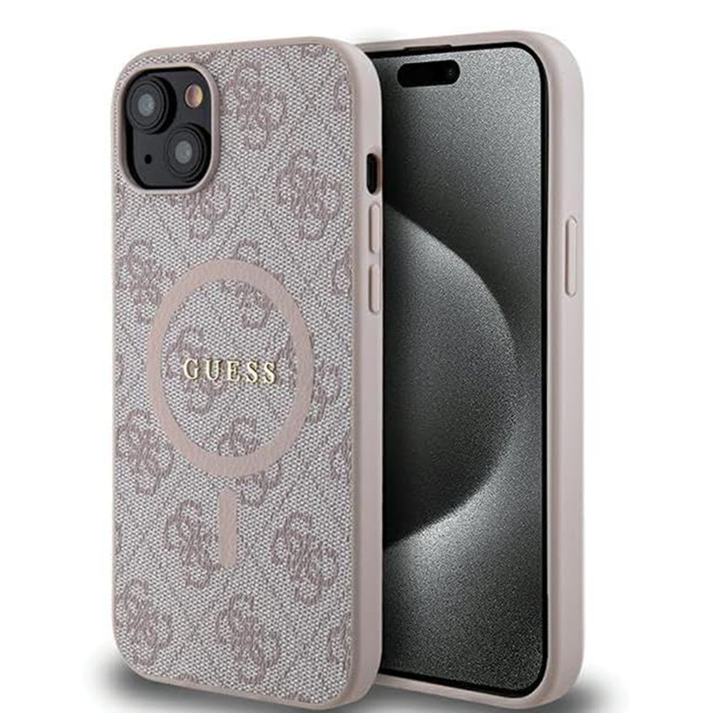 Custodia MagSafe per Apple iPhone 15, Guess, Collezione 4G, Rosa