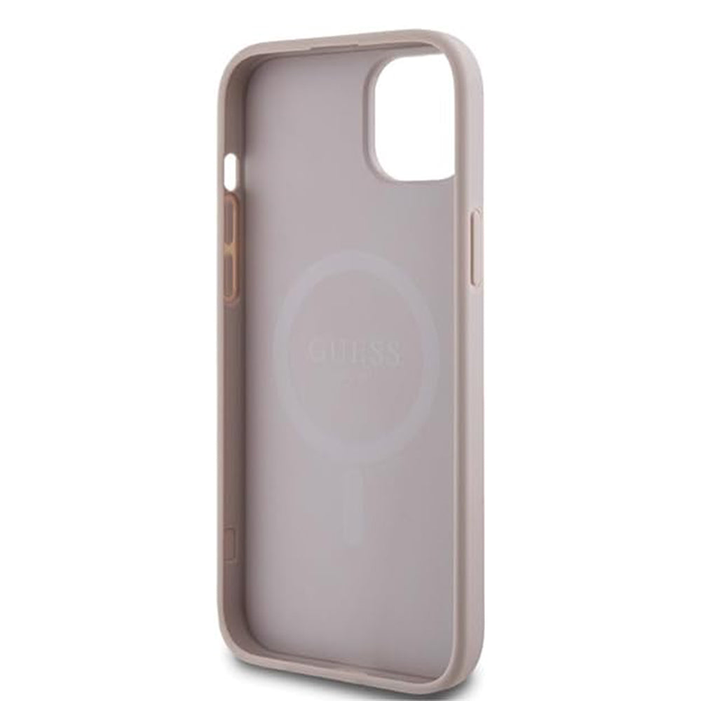Custodia MagSafe per Apple iPhone 15, Guess, Collezione 4G, Rosa
