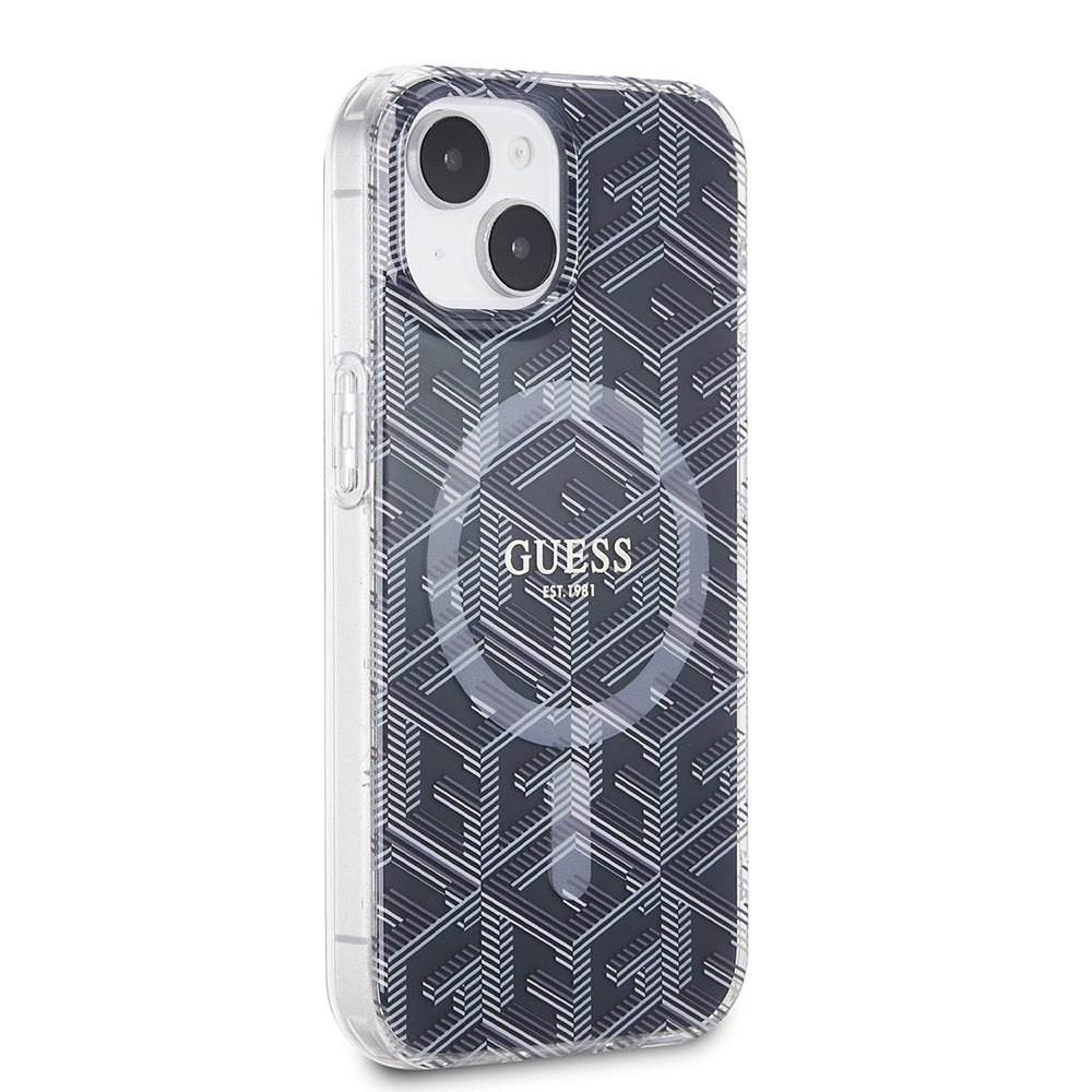 Custodia MagSafe per Apple iPhone 15, Guess, IML Gcube, Nera