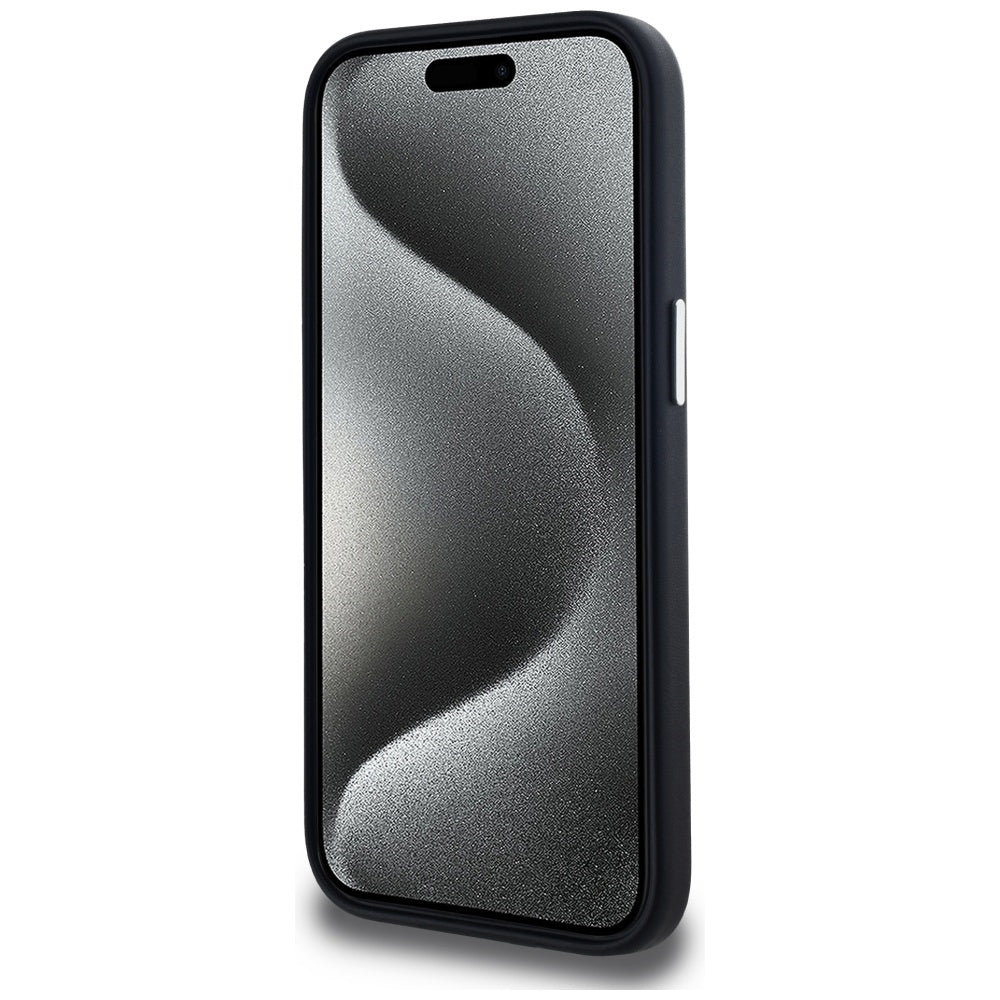 Coque MagSafe pour Apple iPhone 15, Karl Lagerfeld, Plaque Métallique FW, Noire